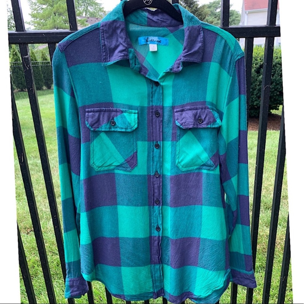 Francesca’s plaid button down 
Size: Small